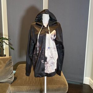 Men’s or Women’s Drawstring Zip Up Hoodie Wolf Design NWOT Large